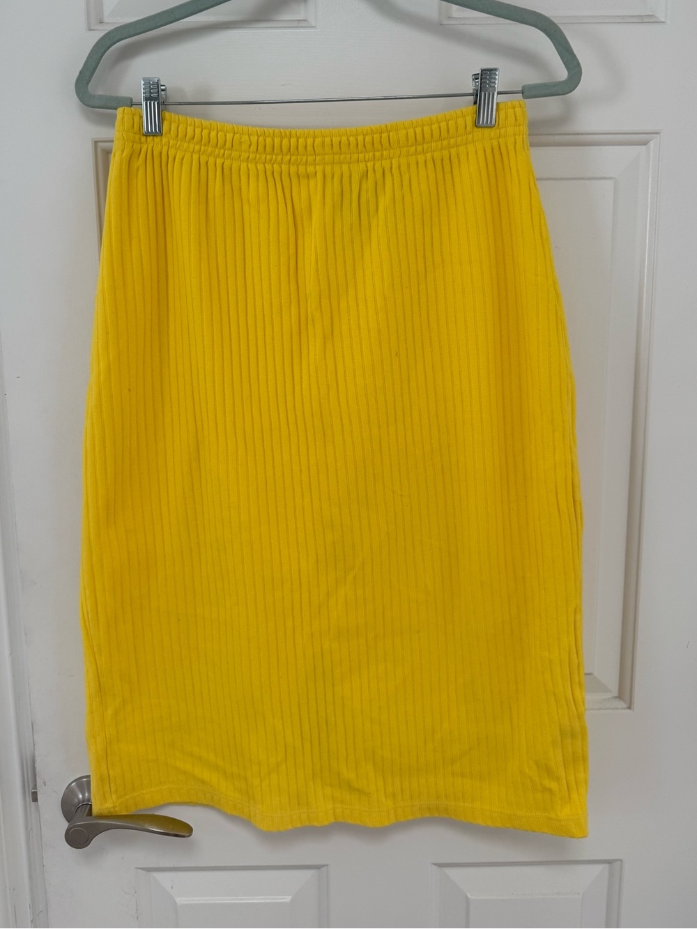 Vintage Diane Von Furstenberg Ribbed Elastic Waist Cotton Bright Yellow Skirt